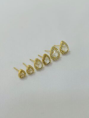 Trio Gota Cravejada - Banho Ouro 18k