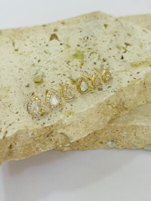Alternative view of Trio Gota Cravejada - Banho Ouro 18k